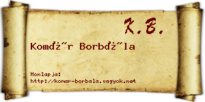 Komár Borbála névjegykártya